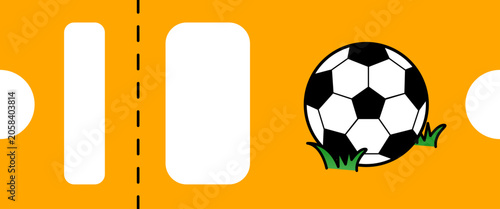 tickets soccer ball on yellow background