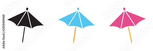 Colorful paper cocktail umbrella icons