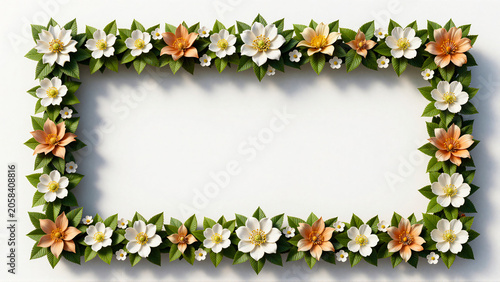 Elegant Floral Frame with White and Orange Blossoms