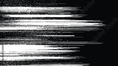 Картината върху платно White horizontal lines on black background with glitch effect and digital distor