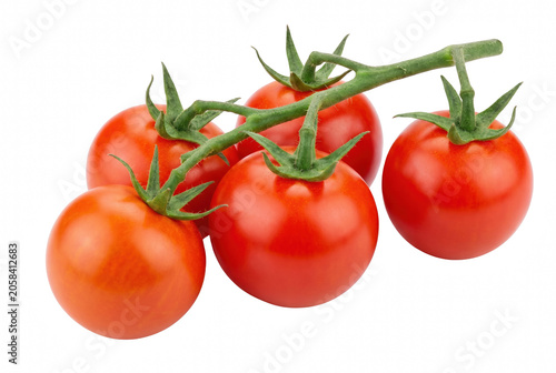 Foto Ripe Red Cherry Tomatoes on a Green Vine