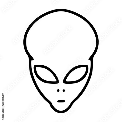 hand drawn line art illustration of an alien head