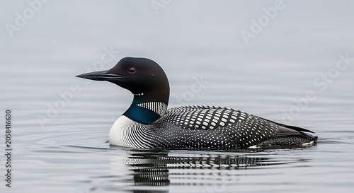 Elegant Common Loon Floating on Calm Lake Water