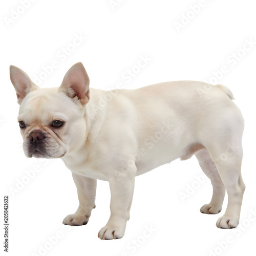 Adorable Small French Bulldog Dog Standing on White Background