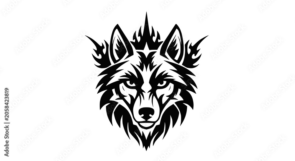 Obraz premium Stylized Wolf Head Illustration - Fierce Animal Art