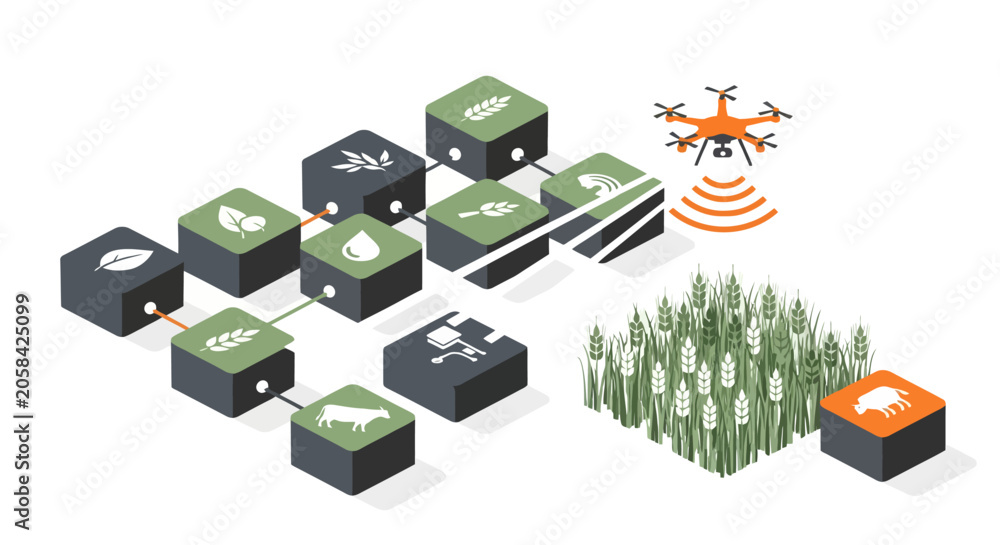 Naklejka premium Smart Farming Technology and Agricultural Data Management.