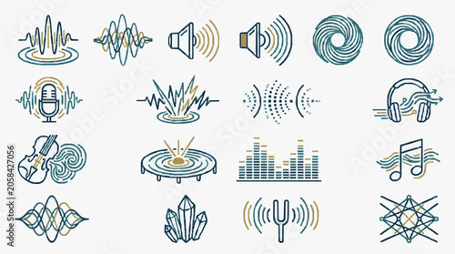 Foto Collection of Audio Soundwave and Music Icons.