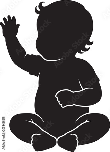 Fotografia Minimalist also transparent background, black and white, silhouette of child, si
