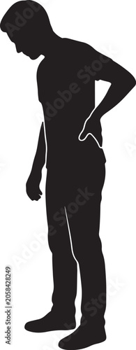 Quadro em tela Minimalist also transparent background, black silhouette of, person standing sid