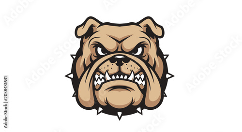 Fierce Bulldog Mascot Head Illustration for Sports Team Logo and Branding