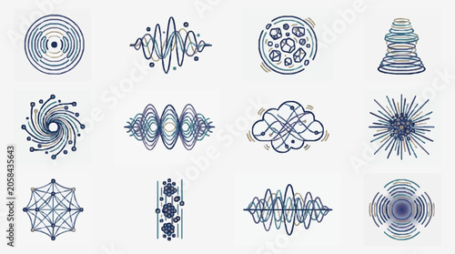 Fényképezés Abstract Scientific Wave Particle Quantum Physics Diagrams.