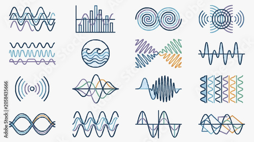Foto Diverse Waveforms and Signal Patterns Illustration.