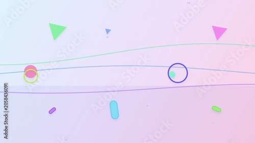 Abstract Motion Graphics with Floating Geometric Shapes and Pastel Lines