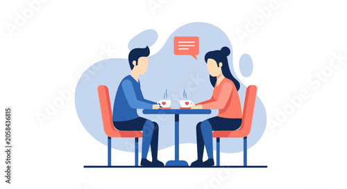Couple enjoying coffee at a cafe, symbolizing conversation and connection on a date
