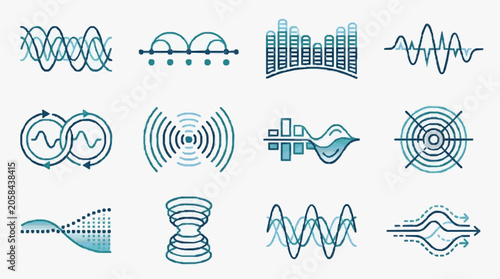 Φωτογραφία Collection of Scientific Wave and Signal Graphs.