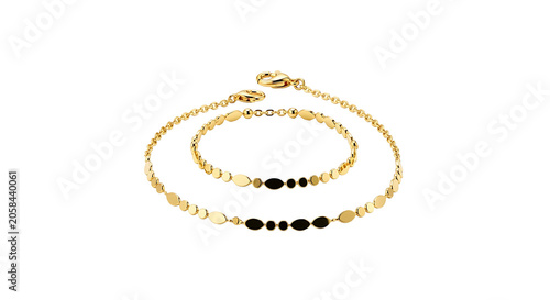 Gold bracelets isolated on black background