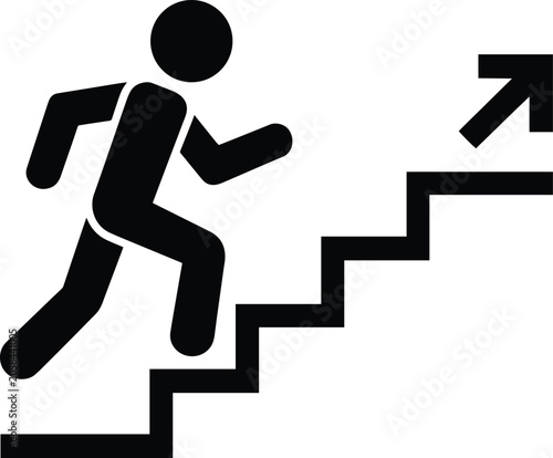 Career Growth Icon, Business Success Stairs Symbol, Professional Vector Illustration, Success Staircase Icon, Business Progress Concept, Achievement Vector Symbol