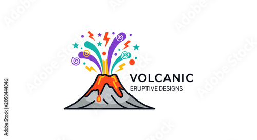 Obraz na płótnie Volcanic Eruptive Designs Logo Vector Illustration