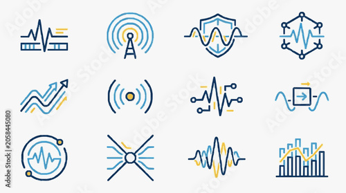 Bilde på lerret Modern Technology Data Signal Icons Set.
