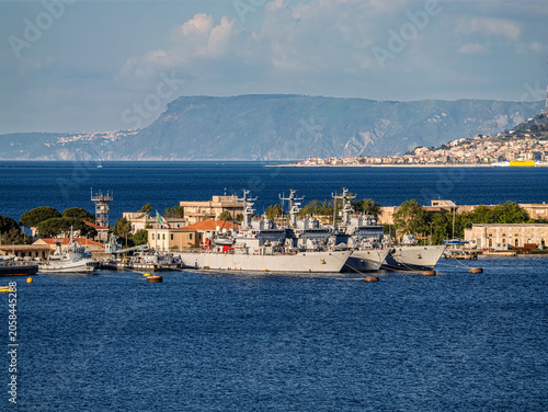 Konstfotografi Messina Navel Anchorage With Warships