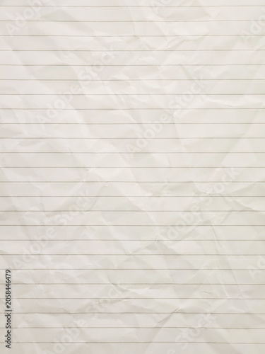 Crumpled lined paper texture background