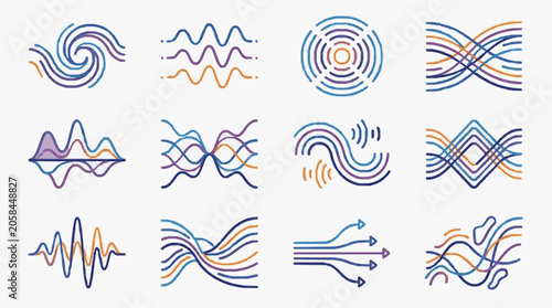 Φωτογραφία Colorful Abstract Mathematical Wave Patterns Design.