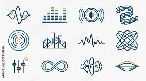 Φωτογραφία Modern Audio Visualization and Sound Wave Icons.