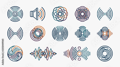 Tablou pe pânză Modern Sound Wave and Audio Icon Set.