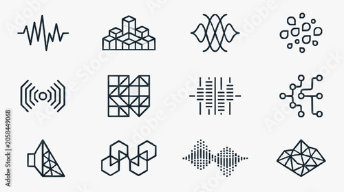 Bilde på lerret Modern Abstract Technology and Data Visualization Icons.