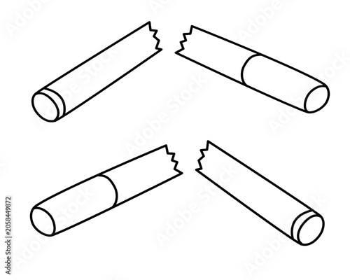 Bild auf Leinwand Simple vector illustration of a cigarette torn in half and isolated on a white background