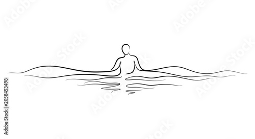 Photography Meditating Figure Sketch Illustrates Inner Peace and Tranquility.