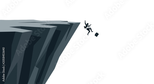 Foto Business Man Falling From Cliff Edge Concept.