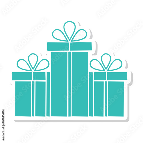 Flat design teal gift boxes with bows