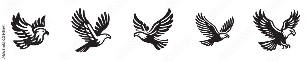 Fototapeta premium Icon flying eagle with silhouette style