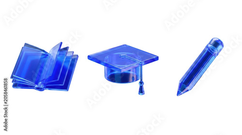 3D education icons set, modern graphic resources and elements