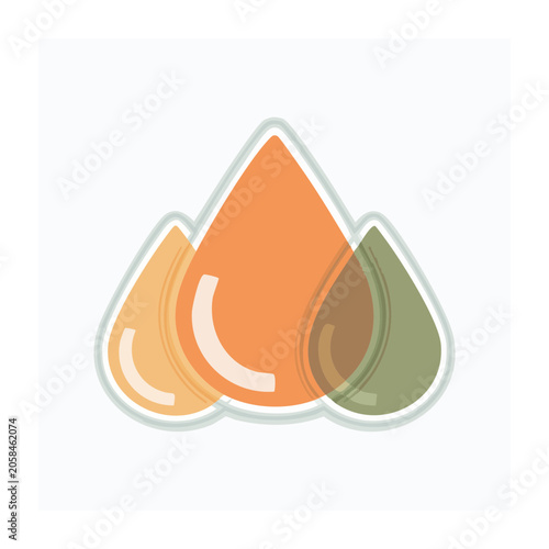 Colorful overlapping leaf icons on transparent background