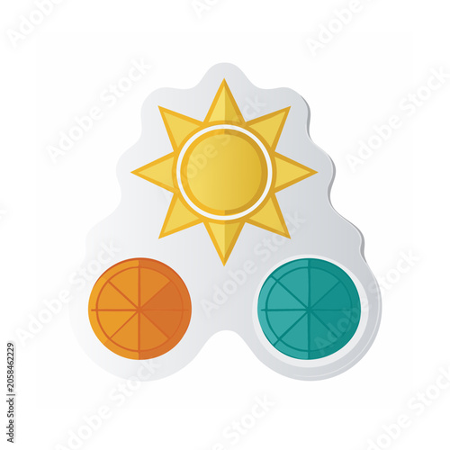 Flat design illustration of sun and planets