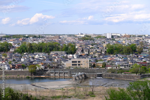 東京都の羽村取水堰全景