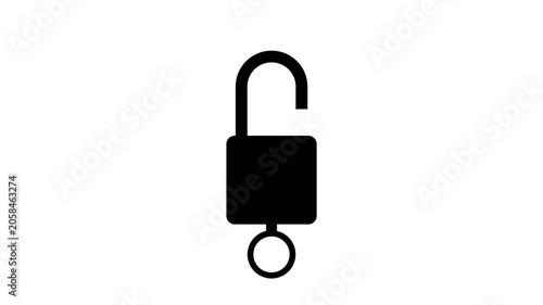 Animated Padlock Unlocking with Keyhole for Security Solution Concept