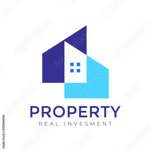 Modern geometric property logo design vector