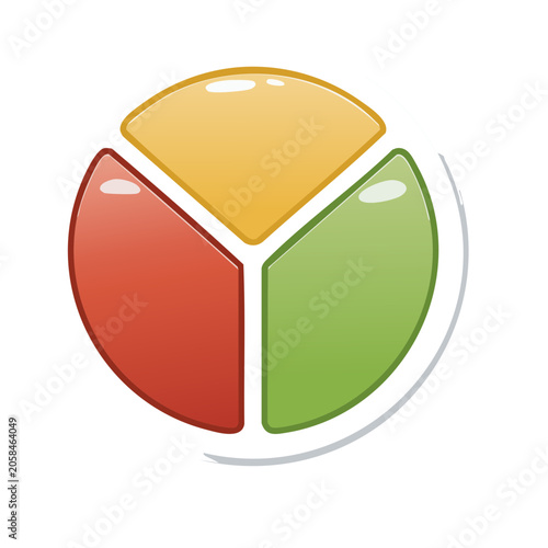 Colorful pie chart icon with three segments