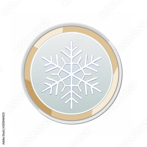 Flat design snowflake icon on circular background