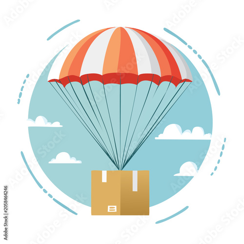 Flat design umbrella with rain and house