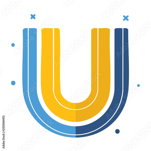 Stylized Letter U Icon in Blue and Yellow