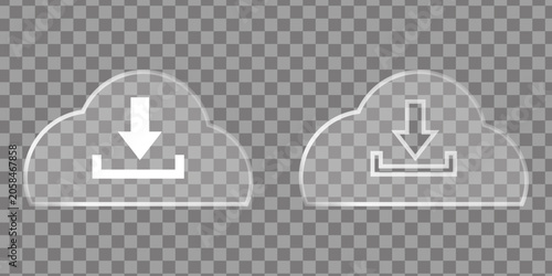 Tableau sur toile Liquid Glass Cloud Download Icon Transparent Background