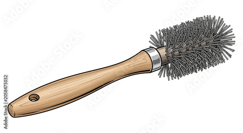 Konstfotografi Wire brush with wooden handle.