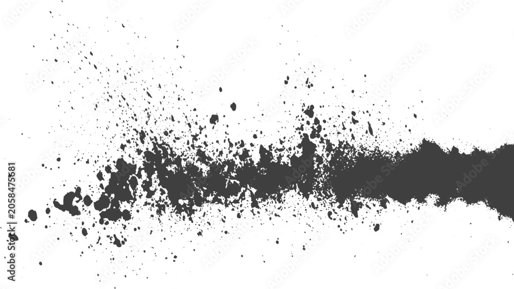 Fototapeta premium Grey Paint Splash Texture with Expressive Brush Strokes Distressed Artistic Effects and Clean White Background Vector Illustration.