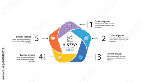 modern business infografhic template with 5, 8 option circle diagram 
