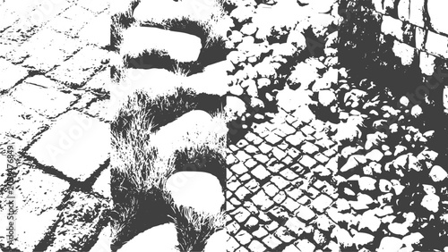 Foto Outdoor Landscape Texture Collection Featuring Natural Grass Water Stone and Wall Hatch Patterns with High Detail Vector Background Elements