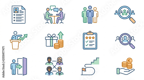 Принти на полотні Collection of Business and Human Resources Icons.